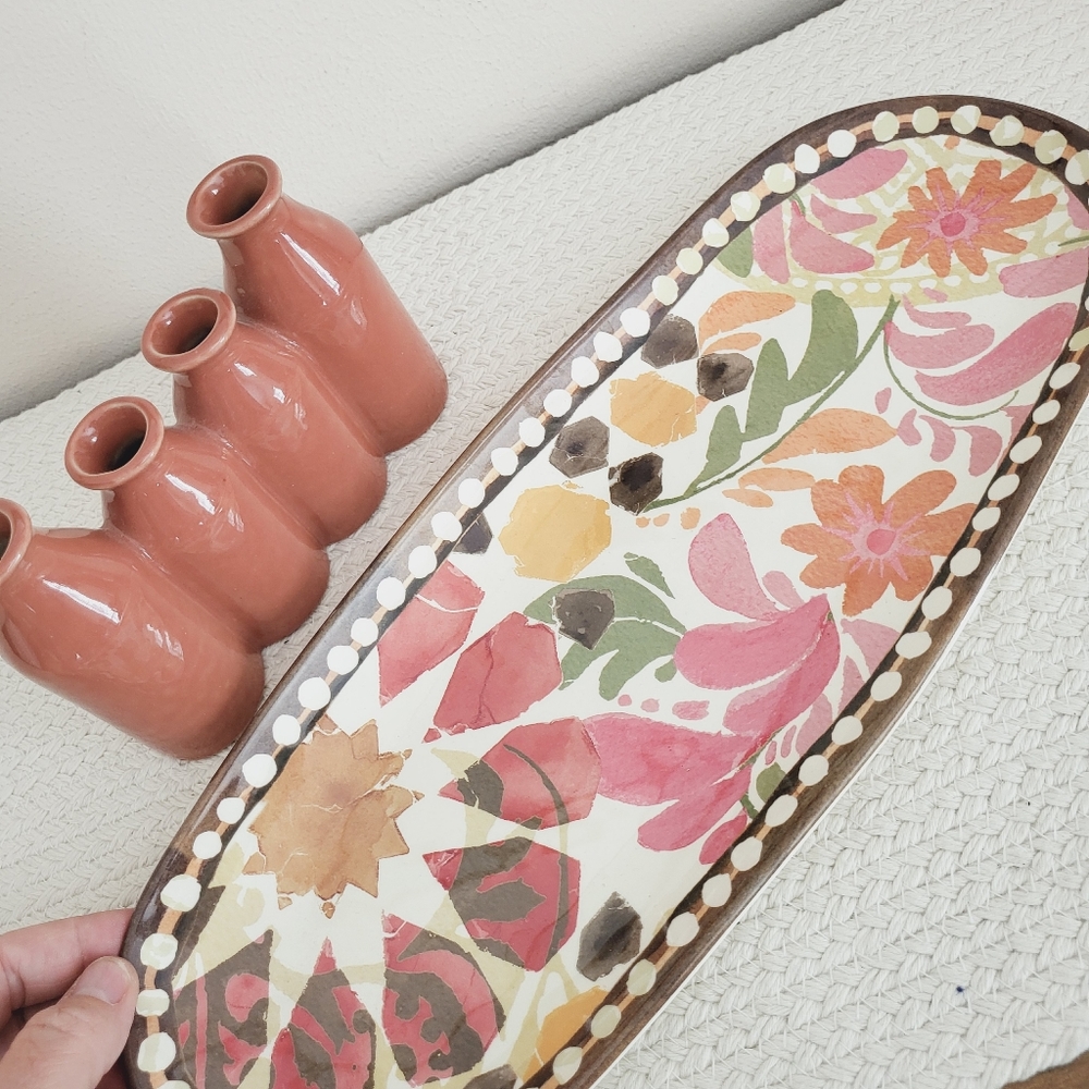 Ashland CLUSTER VASE & tray  MAUVE CLAY